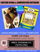 Compositon & Spiral Notebook Template and Guide